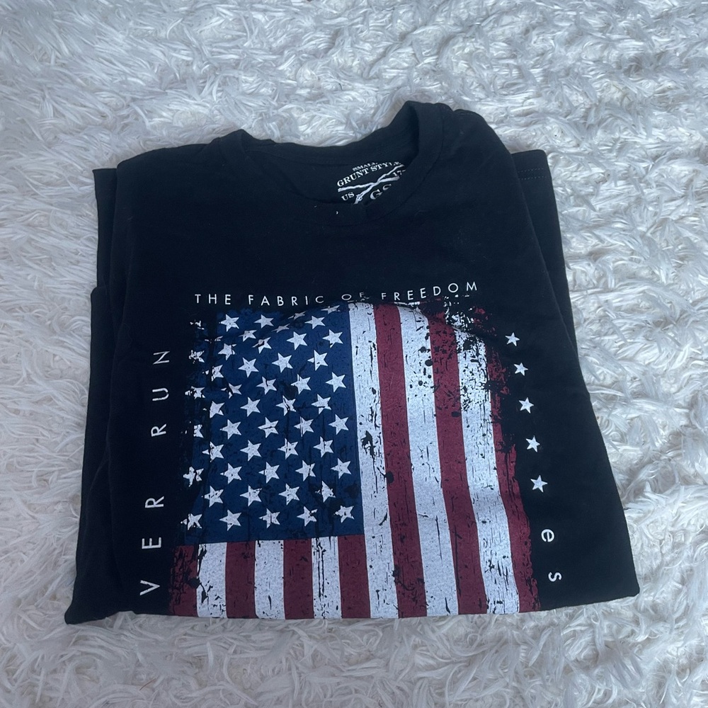 Grunt Style Black T-Shirt with Patriotic Design